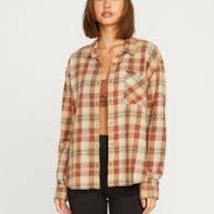 Volcom Plaid to meet you-beige/brown
